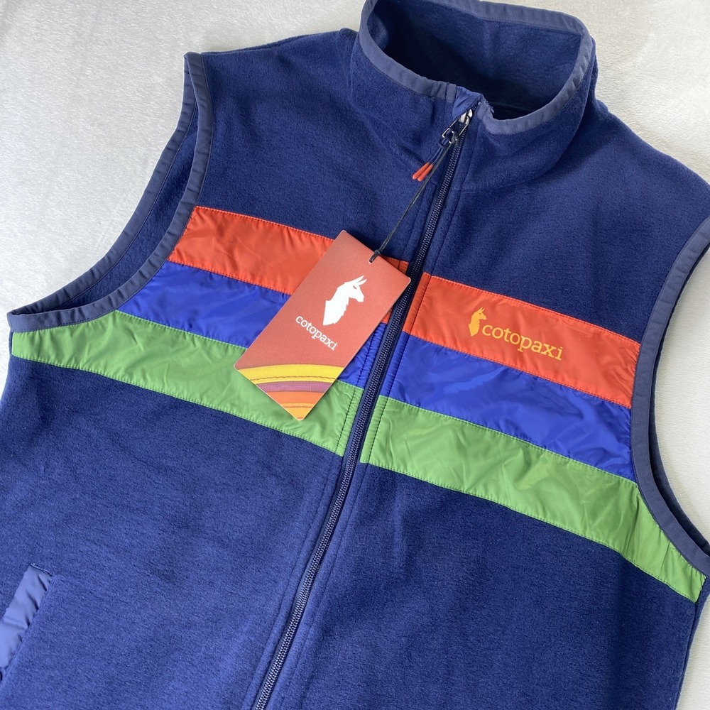NEW Cotopaxi Mens Medium Teca Fleece Vest Blue Red Green Night Goggles Gorpcore